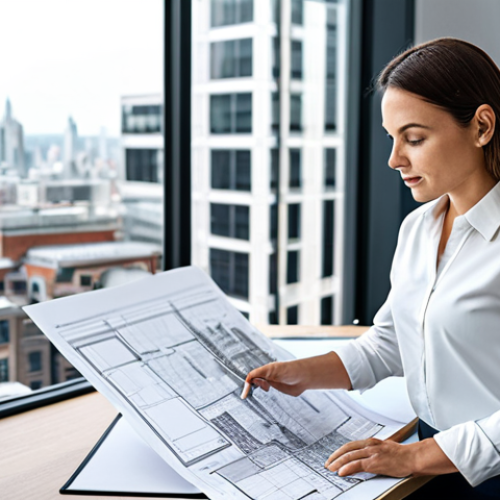 Home 20 **
A professional architect, fully clothed in a stylish business casual outfit, reviewing blueprints at a bright and spacious office. Large windows overlook a bustling cityscape. Modern decor with plants and minimalist furniture. Perfect anatomy, correct proportions, natural pose, well-formed hands, proper finger count. Professional photography, high quality, safe for work, appropriate content, professional.
**