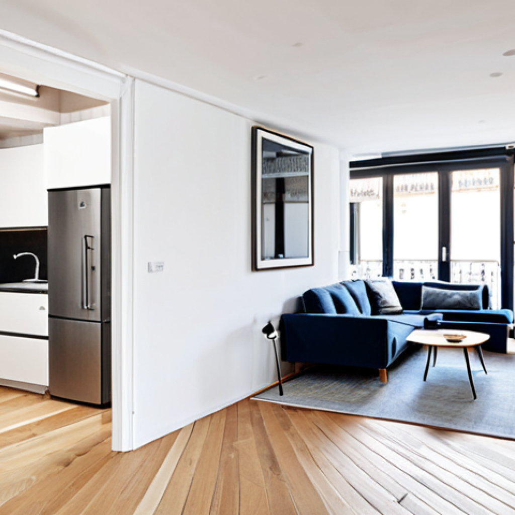 Modern Barcelona Loft Remodel**

"A bright and airy Barcelona loft apartment, remodeled with modern Scandinavian design elements, featuring light wood floors and white walls. A professional interior designer is showcasing the space using a virtual reality headset, fully clothed, appropriate attire, safe for work, perfect anatomy, natural proportions, professional photography, high quality, family-friendly."

**