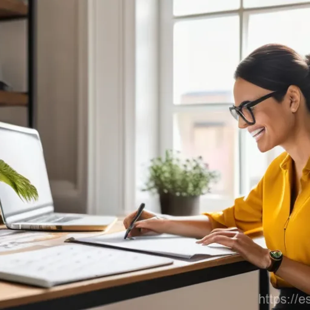 실내건축 분야에서 네트워킹 하는 방법 - **Prompt:** A stylish, professional interior designer, mid-30s, with a warm smile, sitting comfortab...