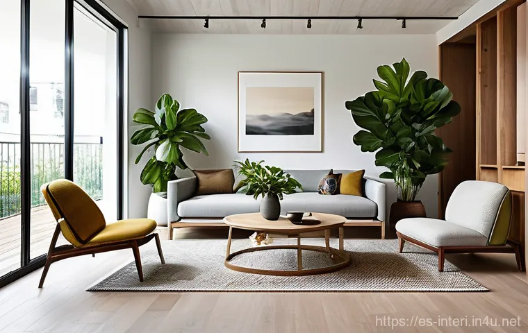 실내건축기사 자격증의 수요와 전망 - **Prompt:** A serene and inviting modern living room bathed in soft, natural light, embodying sustai...