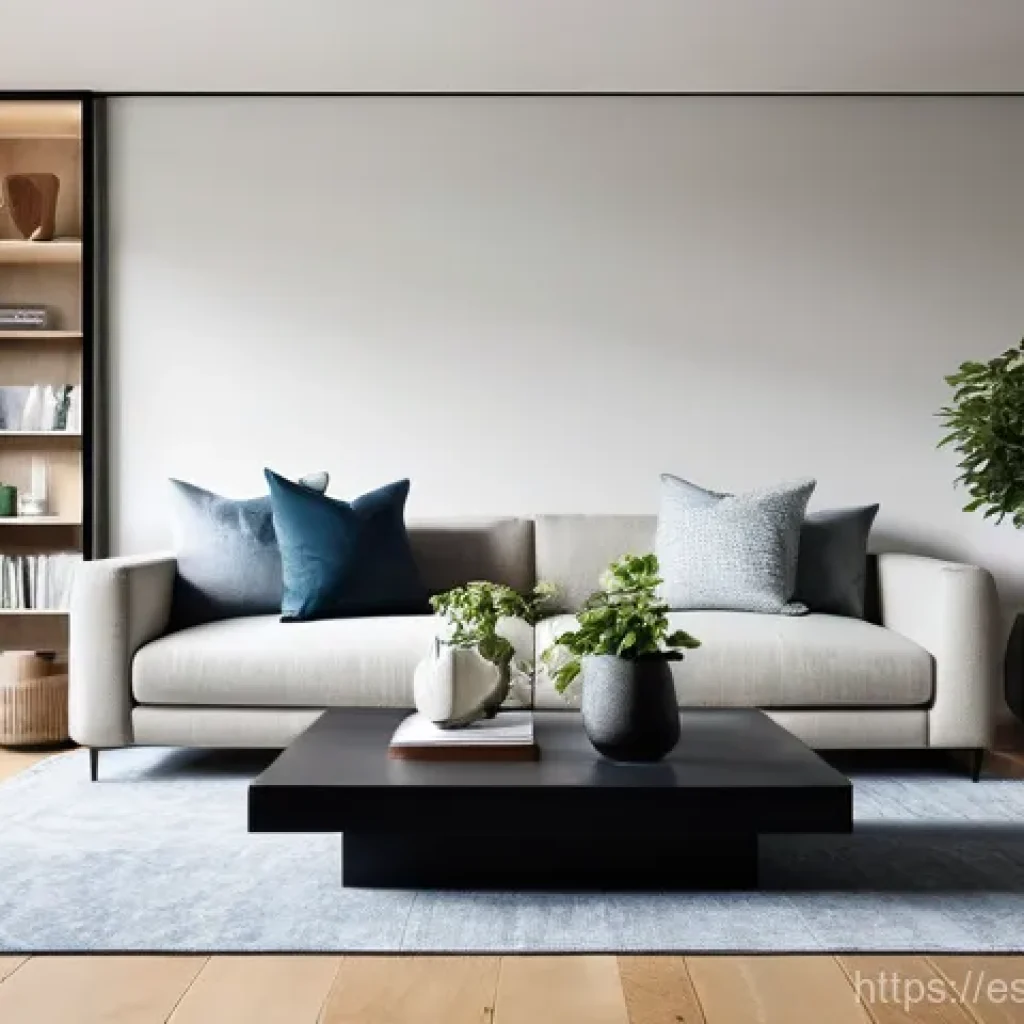 실내건축 실무에서 사용하는 소프트웨어 - **Prompt:** A meticulously rendered, photorealistic image of a contemporary open-plan living room. T...