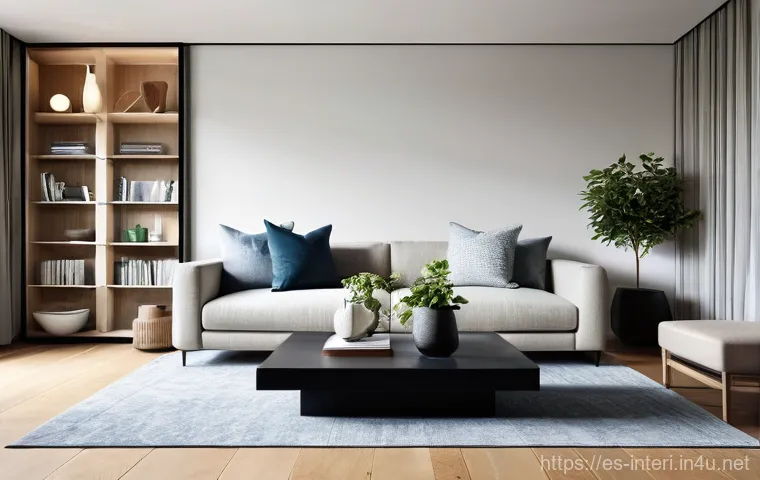 실내건축 실무에서 사용하는 소프트웨어 - **Prompt:** A meticulously rendered, photorealistic image of a contemporary open-plan living room. T...