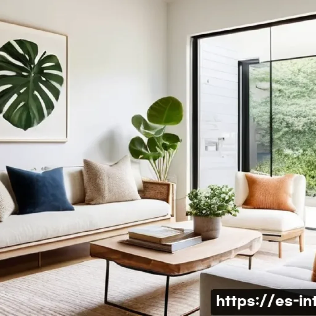 실내건축 실습에서 배우는 기본 기술 - **Prompt 1: Cozy, Sustainable Living Space**
    "A bright and inviting modern living room, filled w...