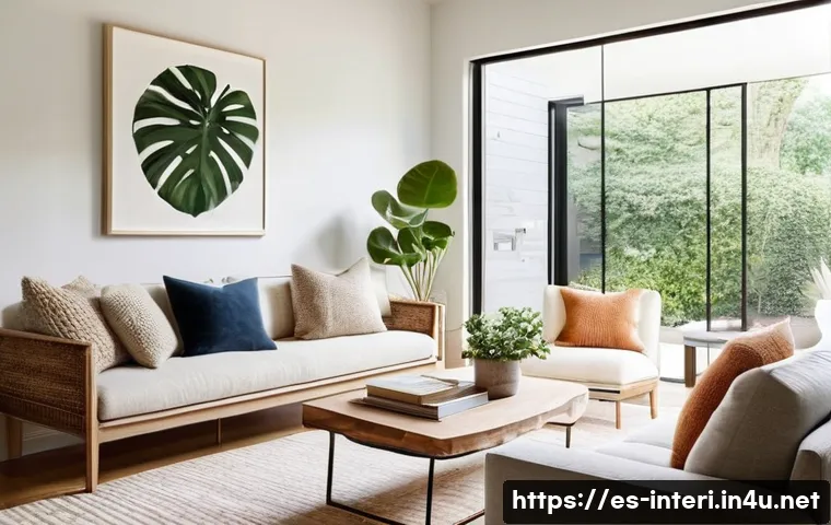 실내건축 실습에서 배우는 기본 기술 - **Prompt 1: Cozy, Sustainable Living Space**
    "A bright and inviting modern living room, filled w...