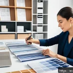 실내건축 프로젝트 견적 작성법 - A professional interior designer’s workspace showing a detailed cost analysis for a residential proj...