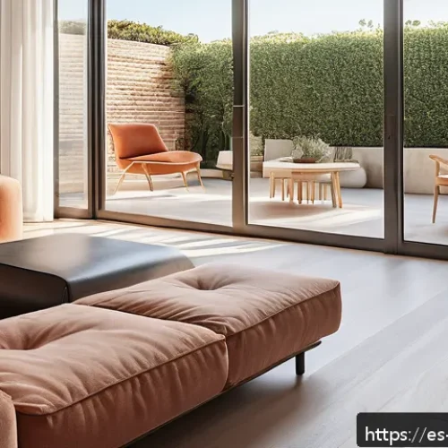 실내건축기사 자격증 시험의 특징 - A modern Spanish apartment interior showcasing expert spatial distribution: an open, airy social liv...